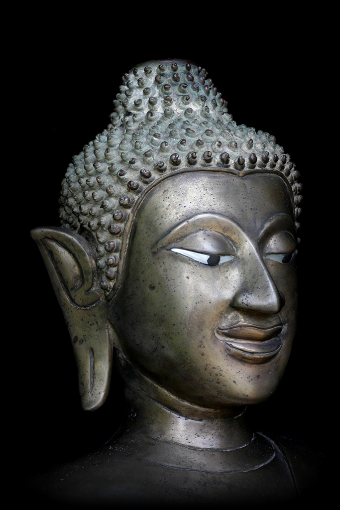 Extremely Rare 17C Sitting Bronze Laos Buddha #CH2